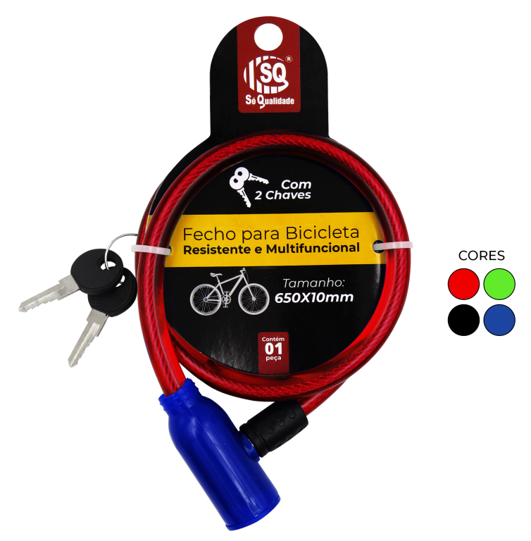 TRANCA DE BICICLETA 65CMX10MM SQ-1719