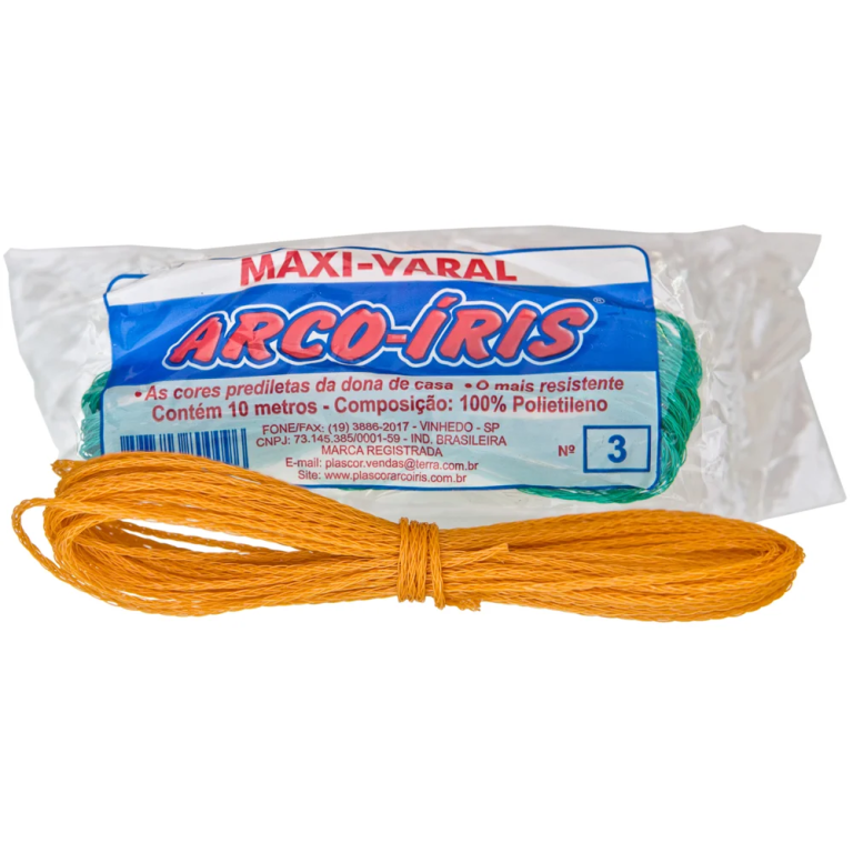 VARAL DE CORDA NYLON 10M N3 ARCO IRIS