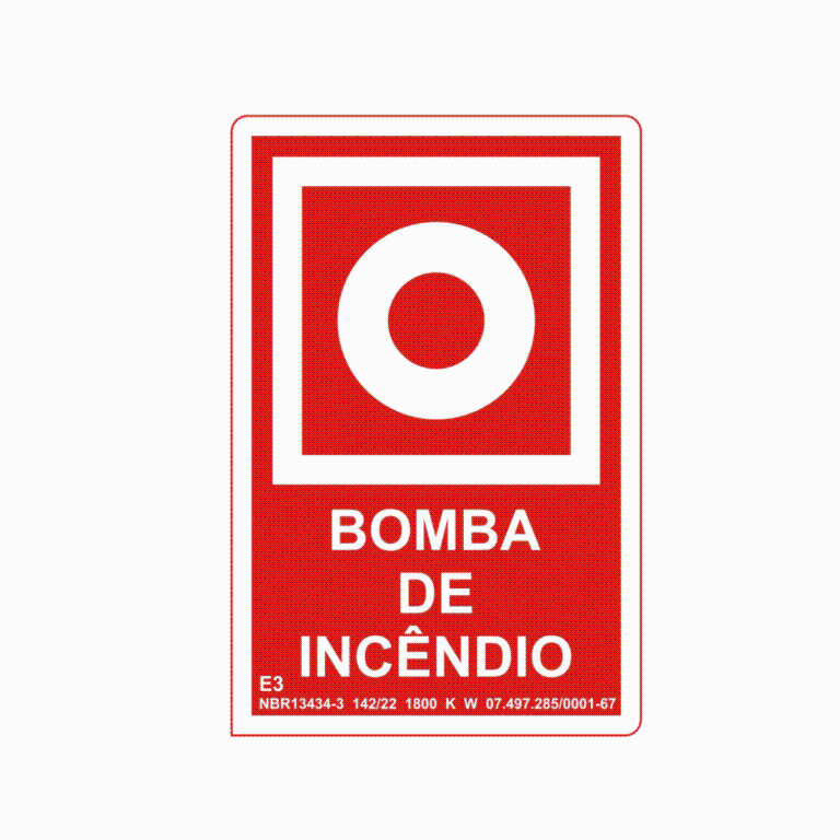 Placa de Sinalização Bomba de Incêndio Fotoluminescente