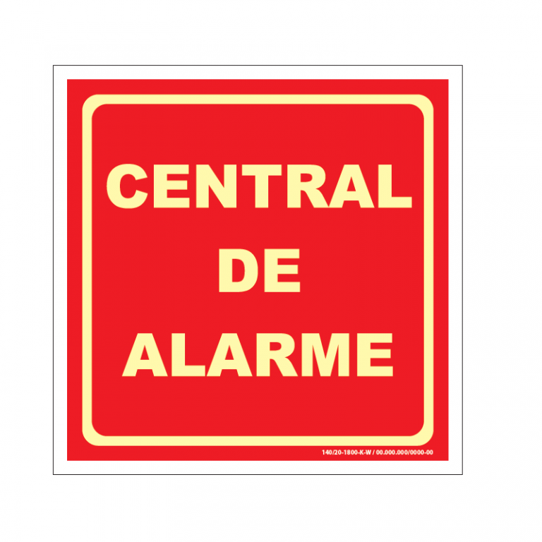 Placa de Sinalização Fotoluminescente  Central de Alarme de Incêndio.