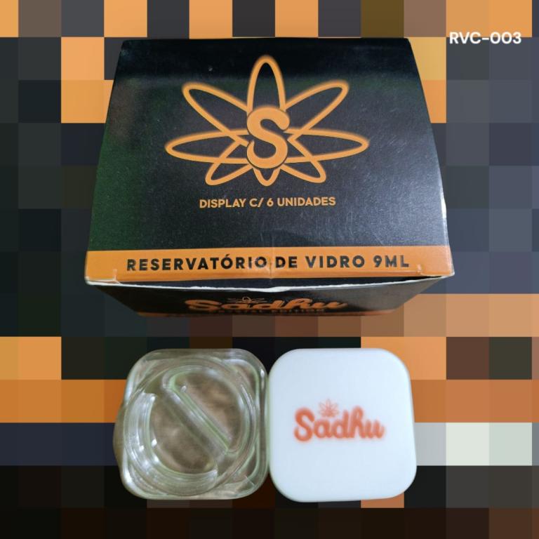 RESERVATÓRIO DE VIDRO SADHU 9ML C/ 2 DIVÓRIAS C/6