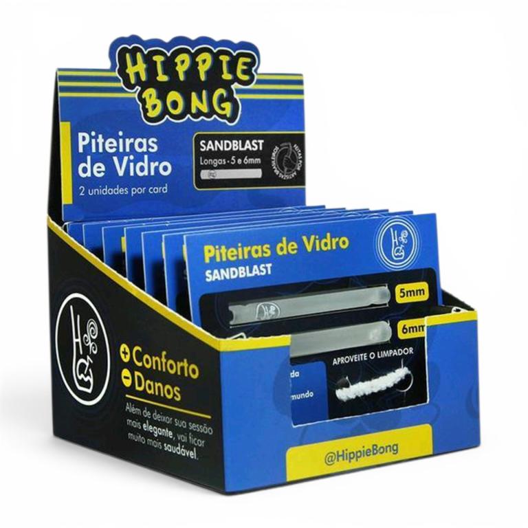 PITEIRA DE VIDRO HIPPIE BONG SANDBLAST C/7 PARES