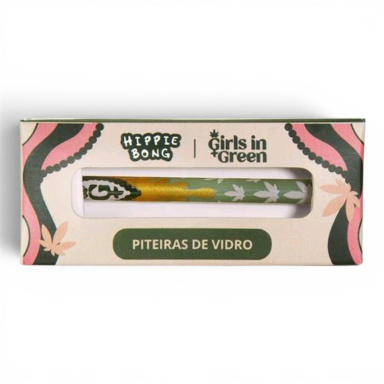 PITEIRA DE VIDRO FULL PRINT HIPPIE BONG ALONGADA GIRLS IN GREEN + HAILA 6MM