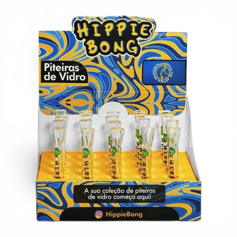 PITEIRA DE VIDRO HIPPIE BONG LONGA COM BUCAL MIX C/3 CARDS  5, 6 e 7MM