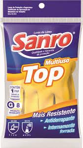 LUVA LATEX SANRO TOP (G) FORRADA AMARELA
