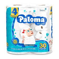 PAPEL HIG. PALOMA 30M F.SIMPLES C/4 ROLOS