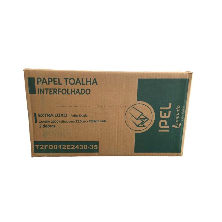 PAPEL INTERFOLHA 100% CEL. 22,5X20,5CM 2DB F.D. CX C/2000FL IPEL