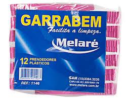 PRENDEDOR DE ROUPAS PLASTICO GARRABEM PEQUENO C/ 12UN MELARÉ