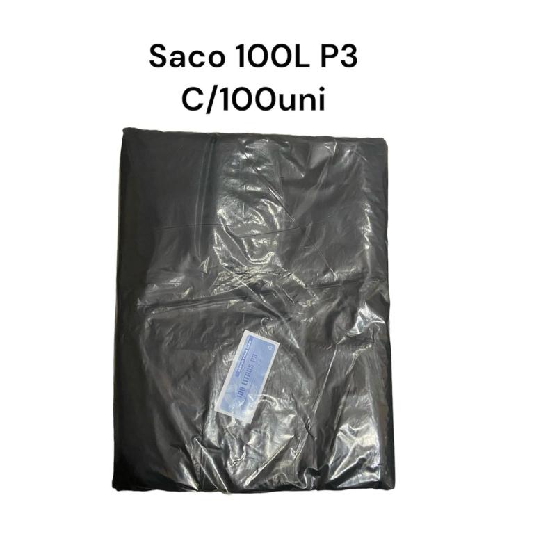 SACO PRETO P/ LIXO 100LT P-3 C/100UN