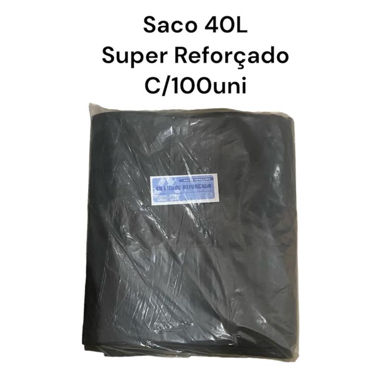 SACO PRETO P/ LIXO 40LT SUPER REFORÇADO C/100UN