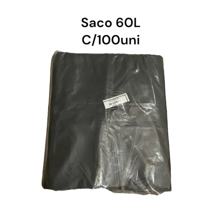 SACO PRETO P/ LIXO 60LT C/100UN