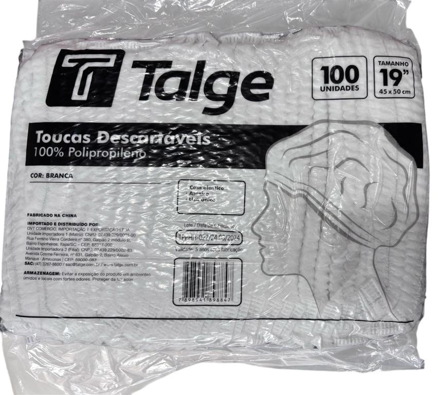 TOUCA TNT DESCARTÁVEL C/100UN TALGE