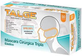 MASCARA CIRURGICA TRIPLA C/ ELAST. TALGE C/50UN