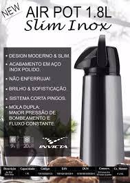 GARRAFA TERMICA INVICTA AIR PORT SLIM 1,8L INOX