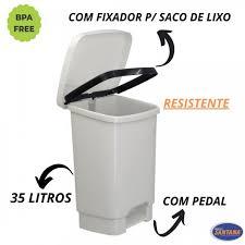 LIXEIRA C/ PEDAL E FIX SACO LIXO BRANCA 35LT SANTANA