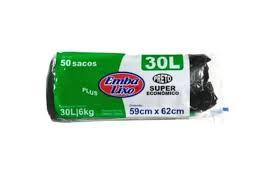 SACO PRETO P/ LIXO ROLO PLUS SUP. ECO. 30LT C/50UN EMBALIXO