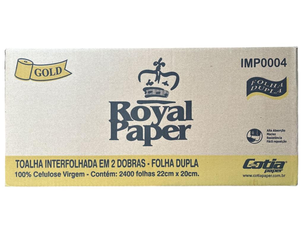 PAPEL INTERFOLHA 100% CEL. 22X20CM 2DB F.D. CX C/2.400FL GOLD