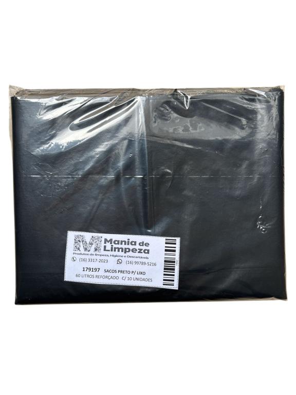 SACO PRETO P/ LIXO 60LT REFORÇADO C/10UN