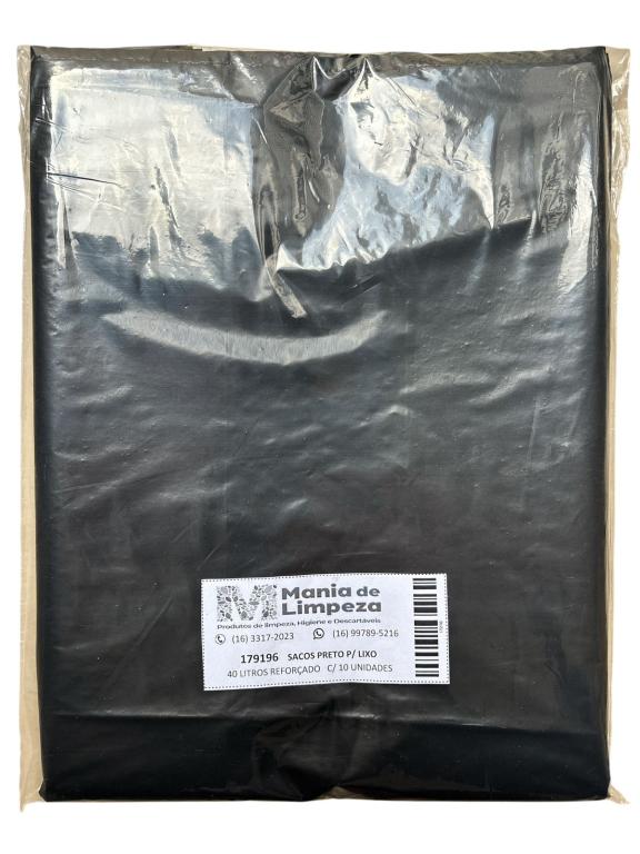 SACO PRETO P/ LIXO 40LT REFORÇADO C/10UN