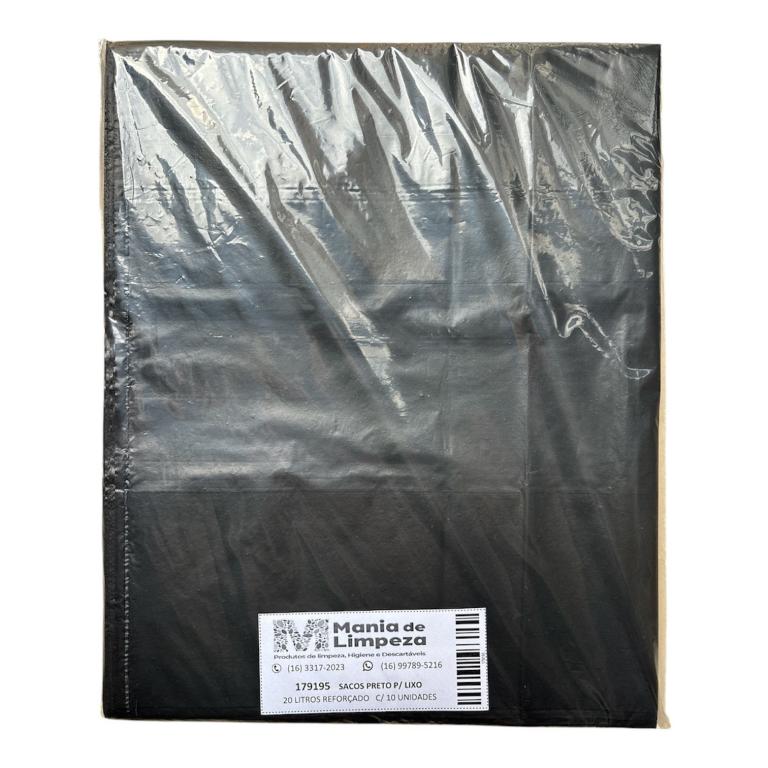 SACO PRETO P/ LIXO 20LT REFORÇADO C/10UN