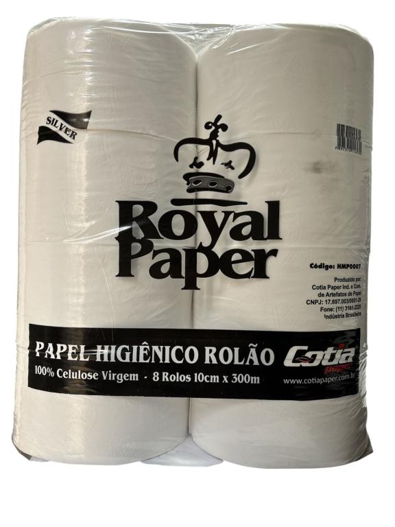 PAPEL HIG. ROLAO 100% CELULOSE F.S. C/8UN 10CMX300M SILVER