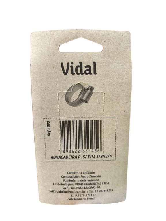 ABRAÇADEIRA DE METAL 3/4" ROSCA S/ FIM VIDAL