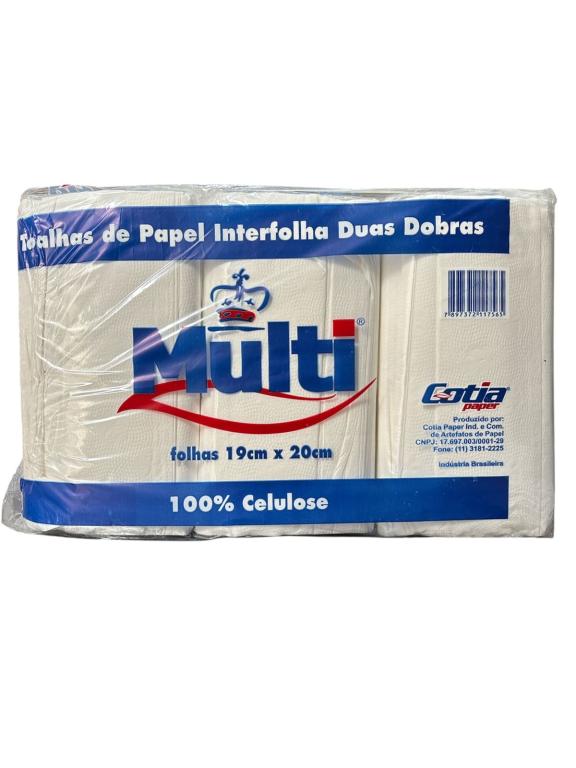PAPEL INTERFOLHA 100% CEL. 19X20CM 2DB F.S. C/1.000FL MULTI PAPER