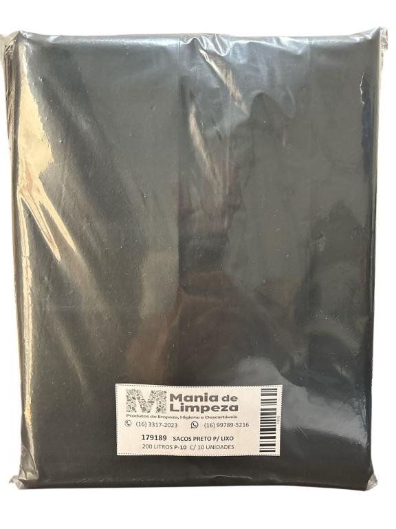 SACO PRETO P/ LIXO 200LT P-10 C/10UN