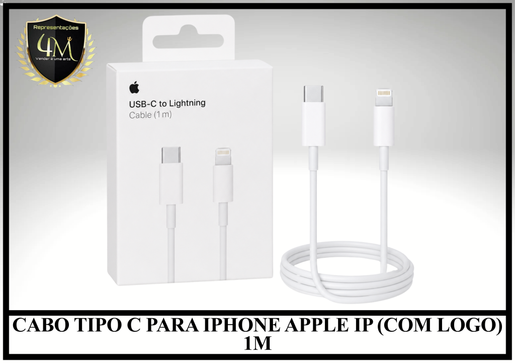 A01- CABO TIPO C PARA IPHONE APPLE IP (COM LOGO) 1M