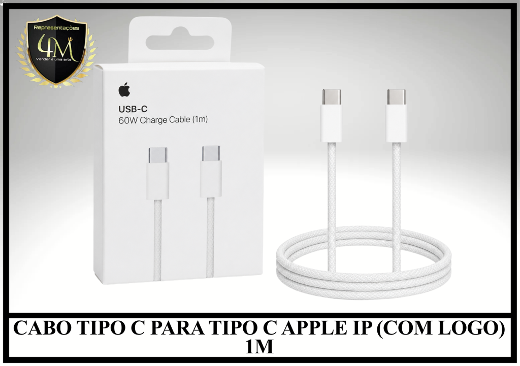 A02- CABO TIPO C PARA TIPO C APPLE IP (COM LOGO) 1M