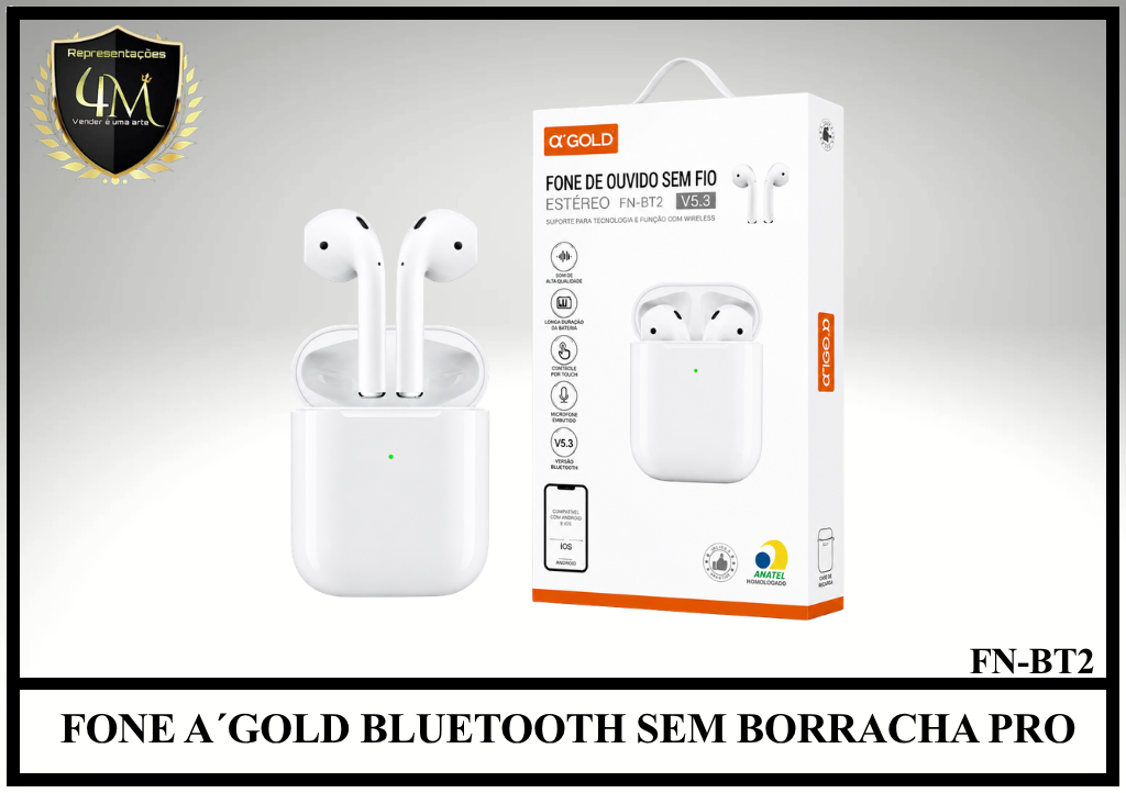 D02 - FONE A´GOLD BLUETOOTH SEM BORRACHA PRO FN-BT2