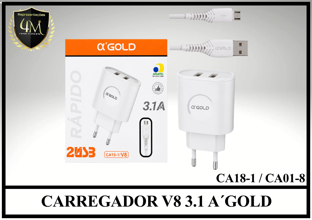 B09 - CARREGADOR V8  3.1 A´GOLD CA18-1 / CA01-8