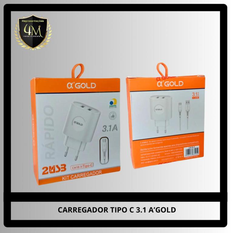 B10 - CARREGADOR TIPO C 3.1 A´GOLD CA18-3 / CA19-7