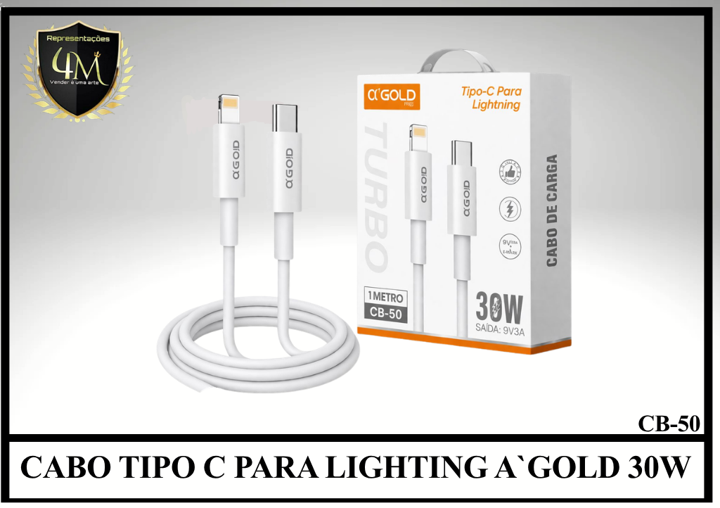 A13 - CABO TIPO C PARA LIGHTING A`GOLD 30W CB-50