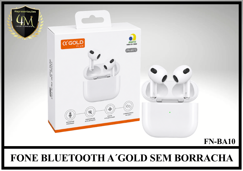 D07 - FONE BLUETOOTH  A´GOLD SEM BORRACHA FN-BA10