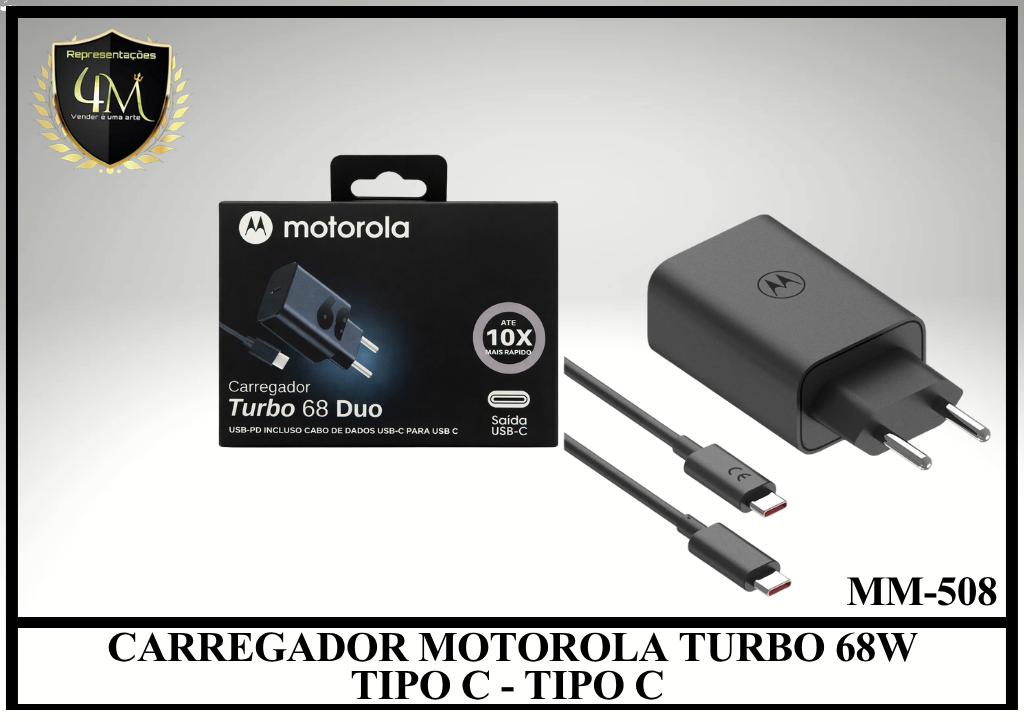 B22 - CARREGADOR MOTOROLA TURBO 68W TIPO C - TIPO C MM-508