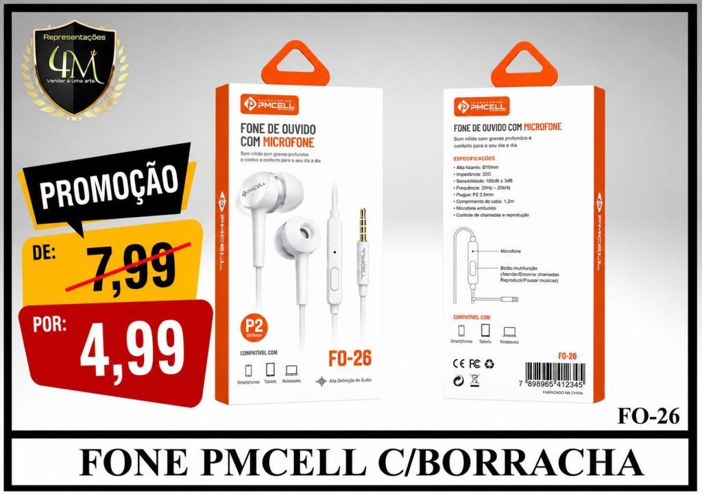 D40 - FONE PMCELL C/BORRACHA FO-26 #