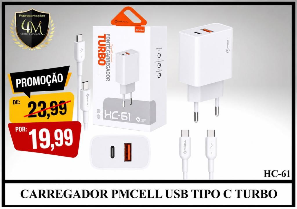 B30 - CARREGADOR PMCELL USB TIPO C TURBO HC-61 #