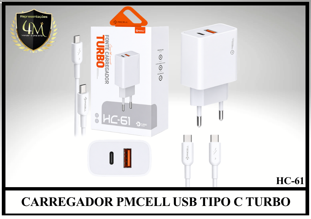 B30 - CARREGADOR PMCELL USB TIPO C TURBO HC-61