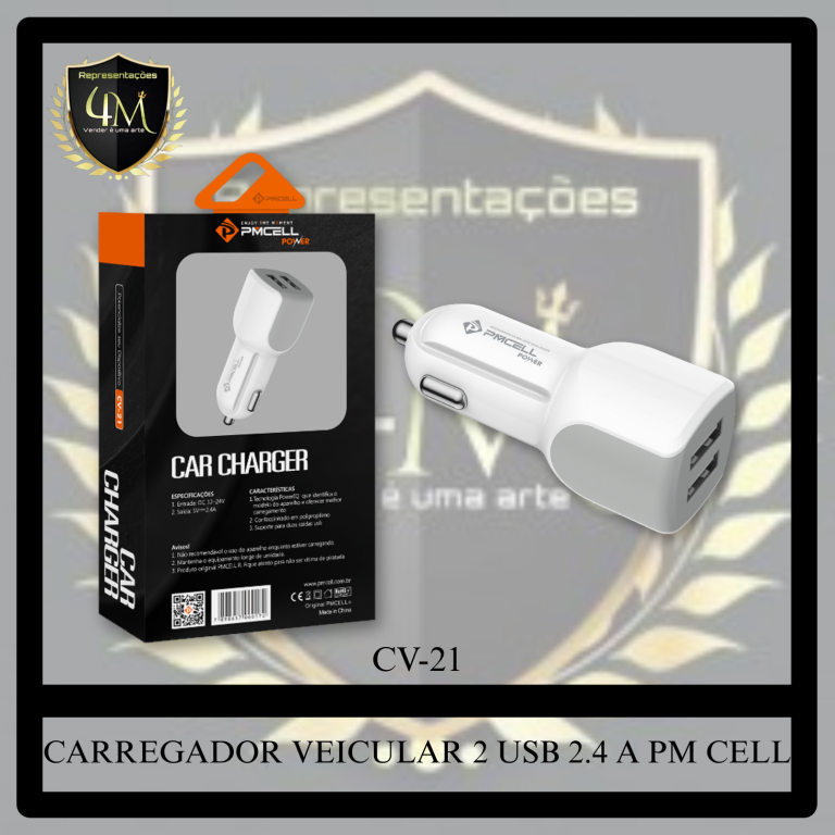 F04 - CARREGADOR VEICULAR PMCELL 2.4A CV-21