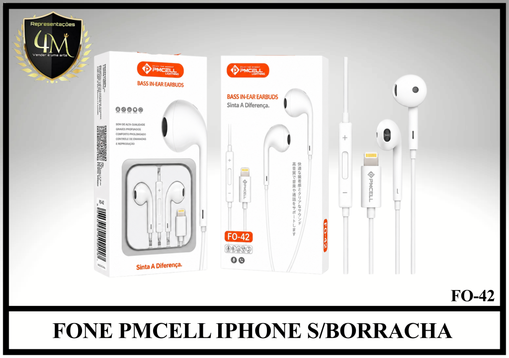 D43 - FONE PMCELL IPHONE S/BORRACHA FO-42