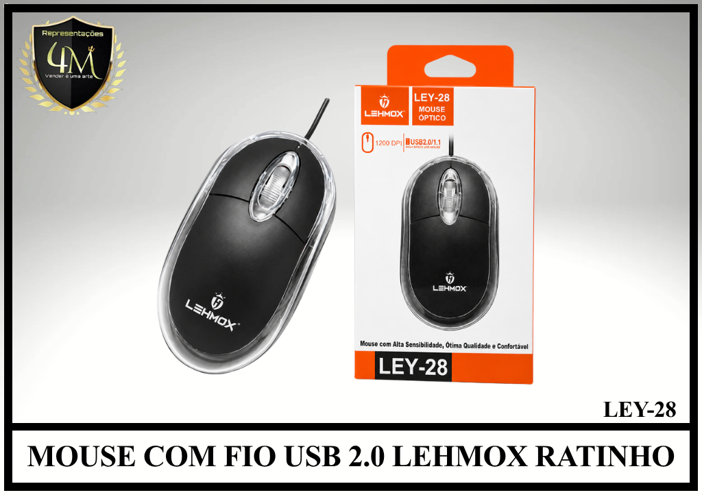 MO 01 - MOUSE COM FIO USB 2.0 LEHMOX RATINHO LEY-28