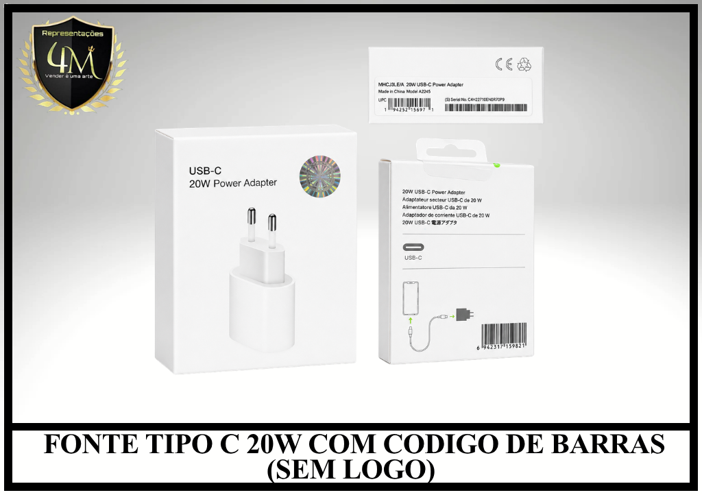 E09 - FONTE TIPO C 20W COM CODIGO DE BARRAS (SEM LOGO)