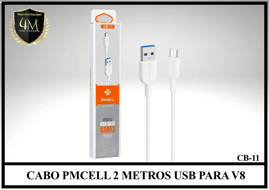 A33 - CABO PMCELL 2 METROS USB PARA V8 CB-11