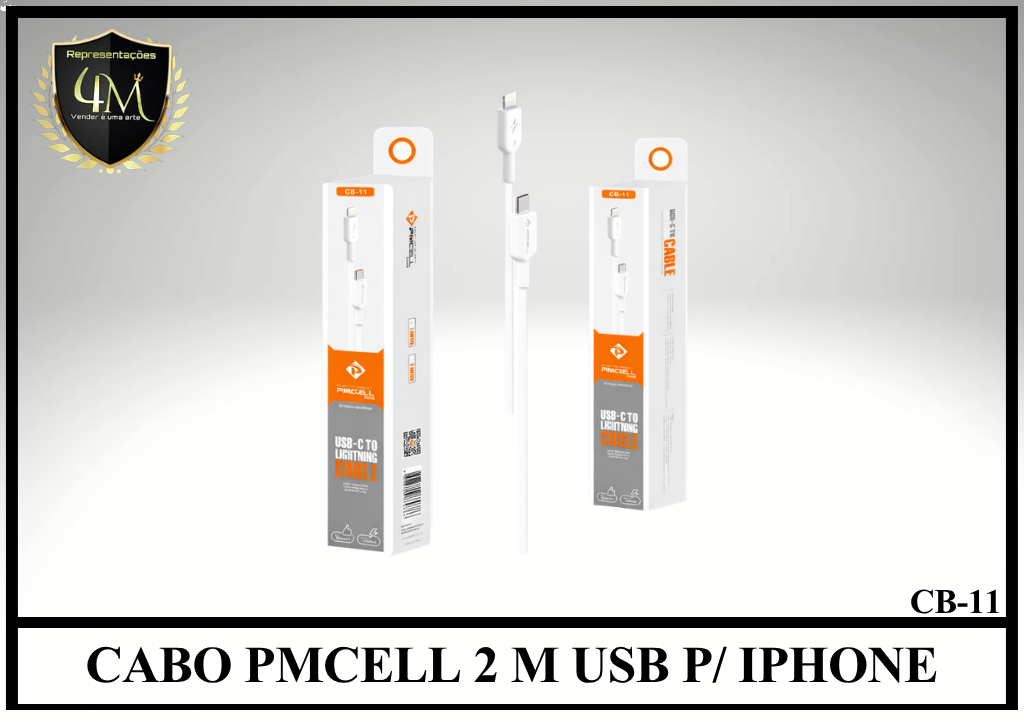 A35 - CABO PMCELL 2 METROS USB PARA IPHONE CB-11