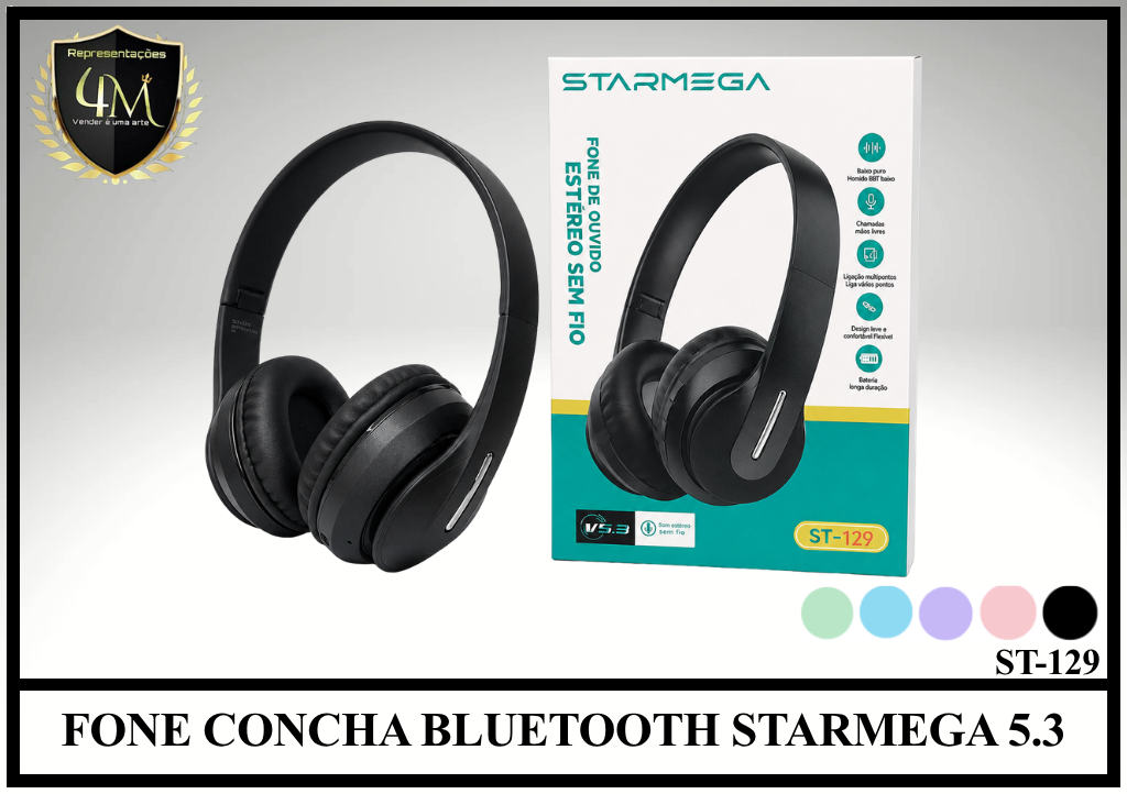 D71 - FONE CONCHA BLUETOOTH STARMEGA 5.3 ST-129