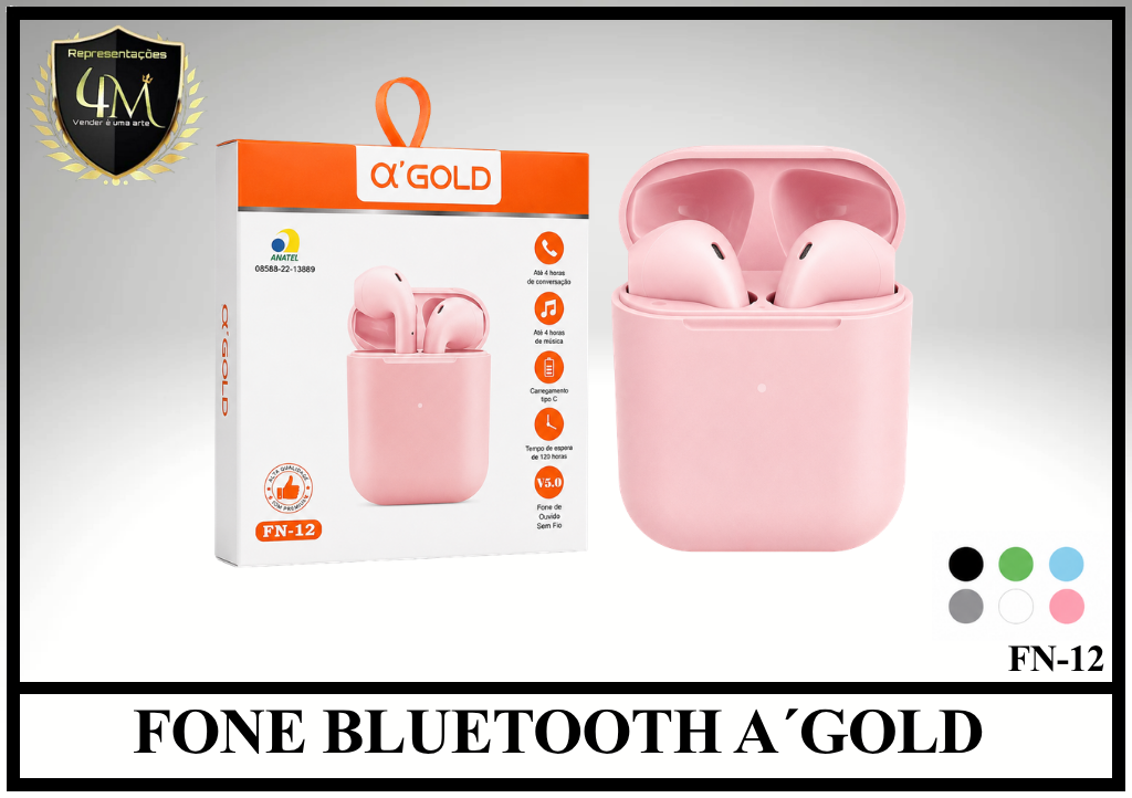 D76 - FONE BLUETOOTH A´GOLD FN-12