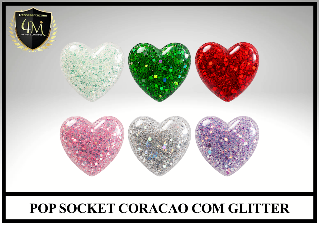 O05 POP SOCKET CORACAO COM GLITTER