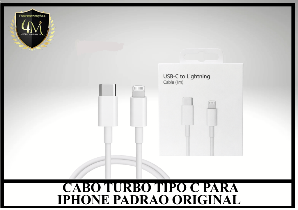 A40 - CABO TURBO TIPO C PARA IPHONE PADRAO ORIGINAL