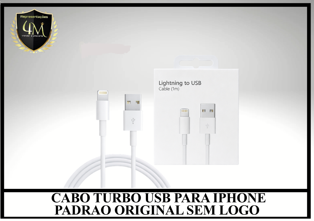 A41 - CABO TURBO USB PARA IPHONE PADRAO ORIGINAL SEM LOGO